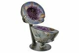 Agate & Amethyst Jewelry Box Geode With Metal Stand #171837-1